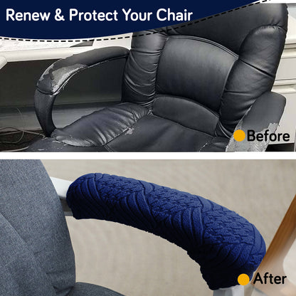 170gsm Jacquard Armrest Covers for Office Chair (Zipper Style), 1 Pair, Navy Blue