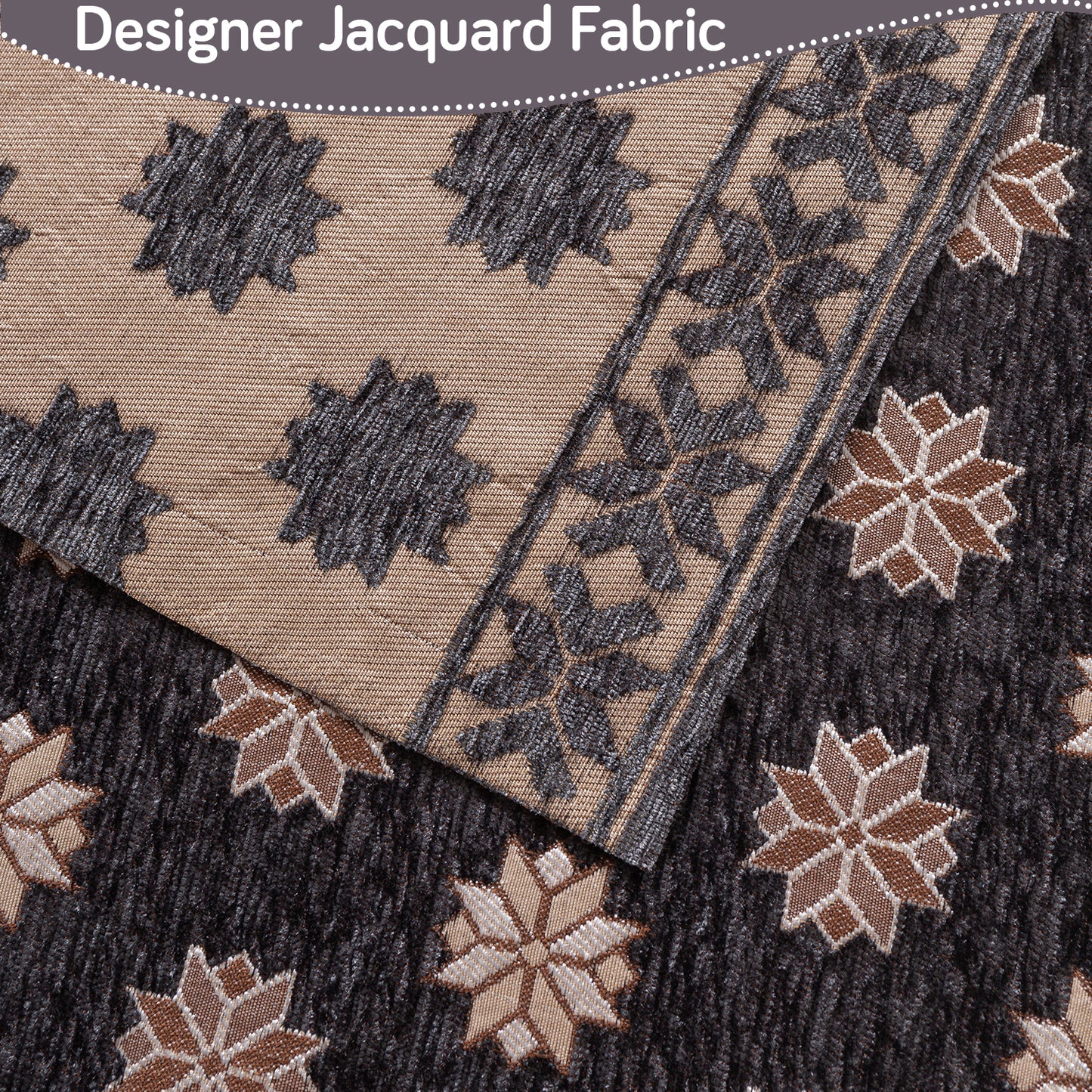 Heritage Weave Premium Jacquard Sofa Cover Set with Tassels - Graphite Grey