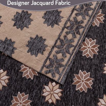 Heritage Weave Premium Jacquard Sofa Cover Set with Tassels - Graphite Grey