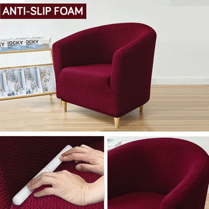 HOKIPO Premium Jacquard Stretchable Tub Chair Cover Slipcover, Burgundy