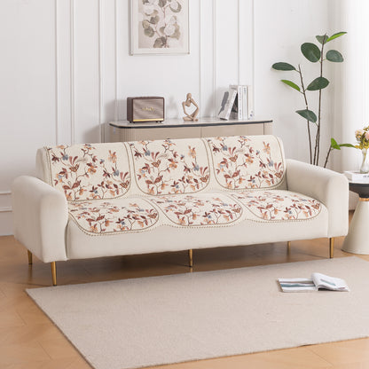 HeavenHue Fleece Soft Touch Quilted Sofa Cover Set – Washable Sofa Panel for Seat & Back - Autumn Whisper