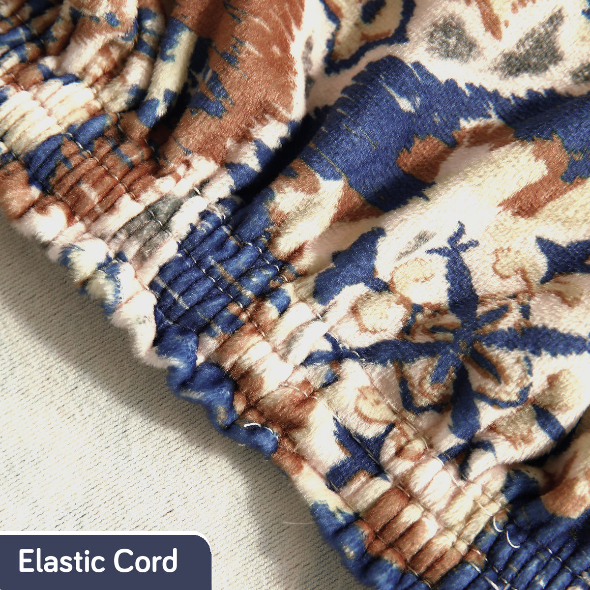 Premium Printed Velvet Dining Chair Cover Set, Indigo Moroccan Charm