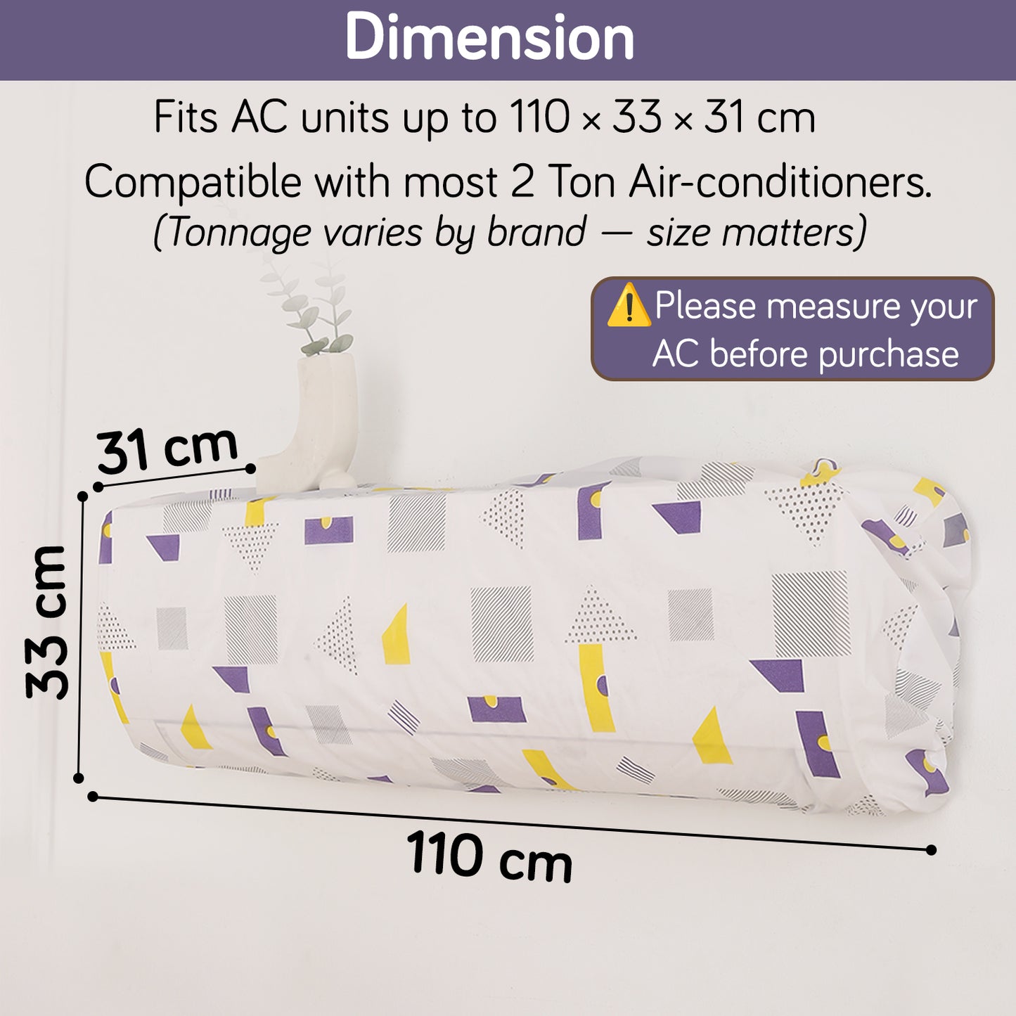 Dustproof, Waterproof & Washable Indoor AC Cover - Geometric Abstract
