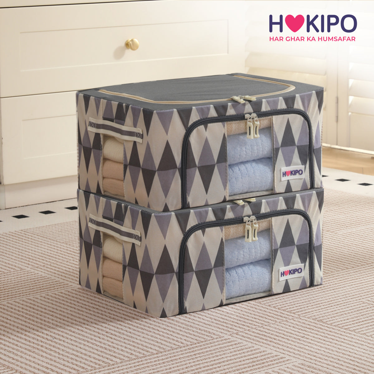 Folding Cloth Storage Box and Organizer for Wardrobe - Ash Mirage