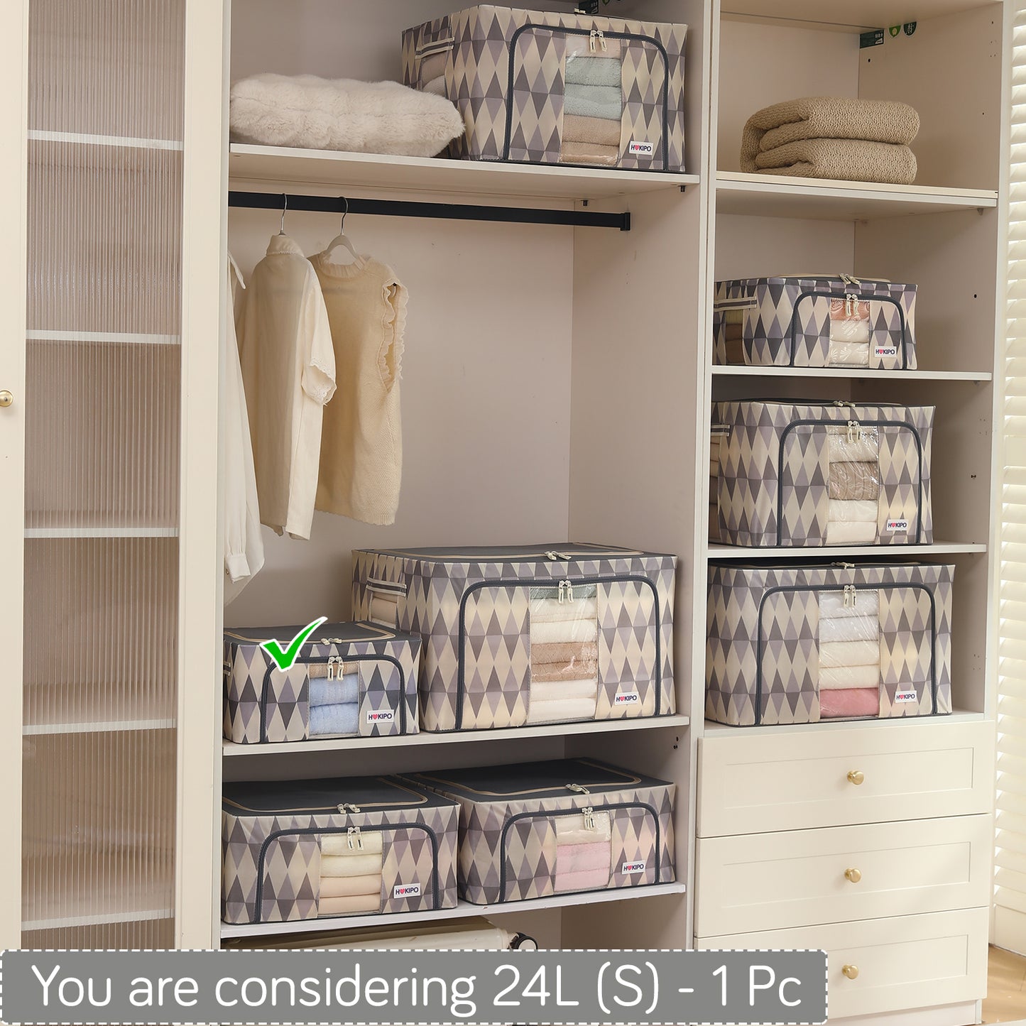 Folding Cloth Storage Box and Organizer for Wardrobe - Ash Mirage