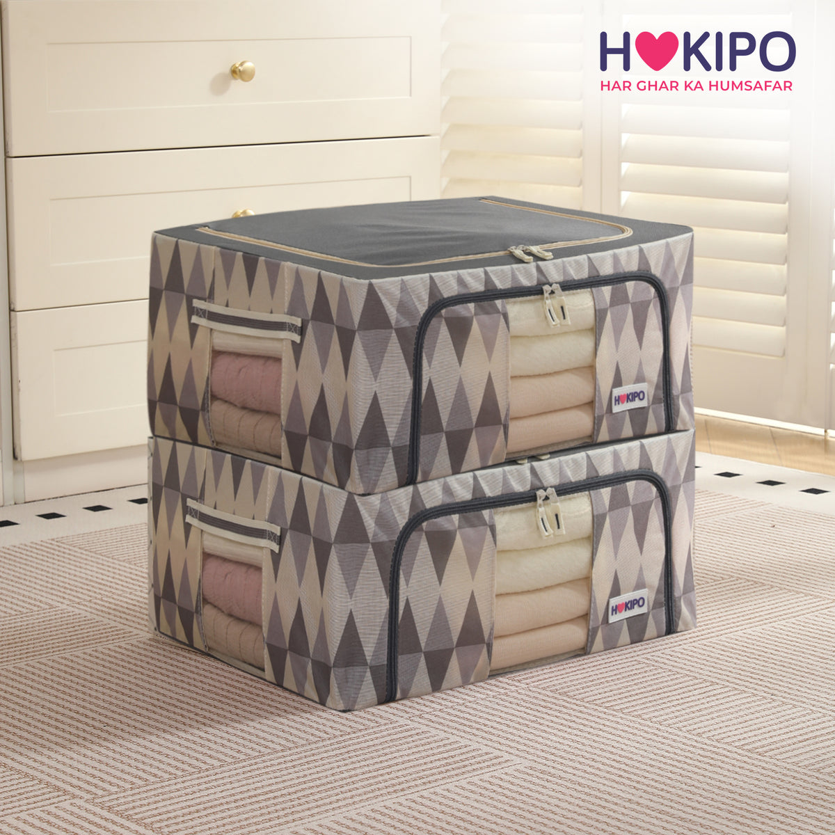 Folding Cloth Storage Box and Organizer for Wardrobe - Ash Mirage