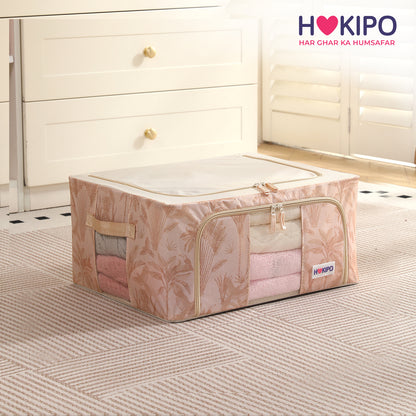 Foldable Cloth Storage Organizer for Wardrobe, Beige Botanica