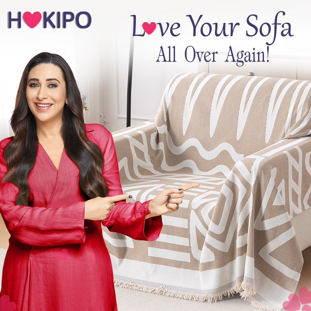 Buy Stylish Beige Colour Urban Tribe Chenille Sofa Throw | HOKIPO