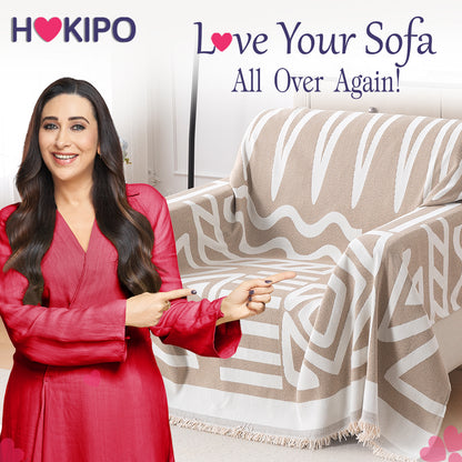 Buy Stylish Beige Colour Urban Tribe Chenille Sofa Throw | HOKIPO
