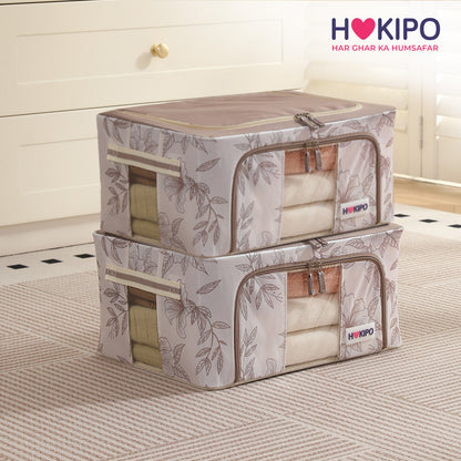 Foldable Cloth Storage Organizer for Wardrobe, Latte Floral