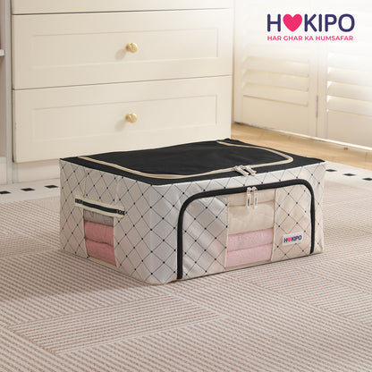 Folding Cloth Storage Box and Organizer for Wardrobe - Ivory Noir