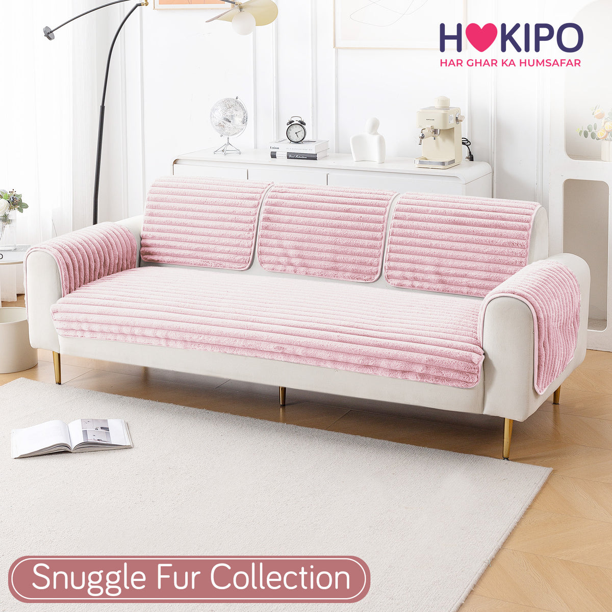 Faux Rabbit Fur Plush Anti-Slip Sofa Mat |Snuggle Fur Soft Pink