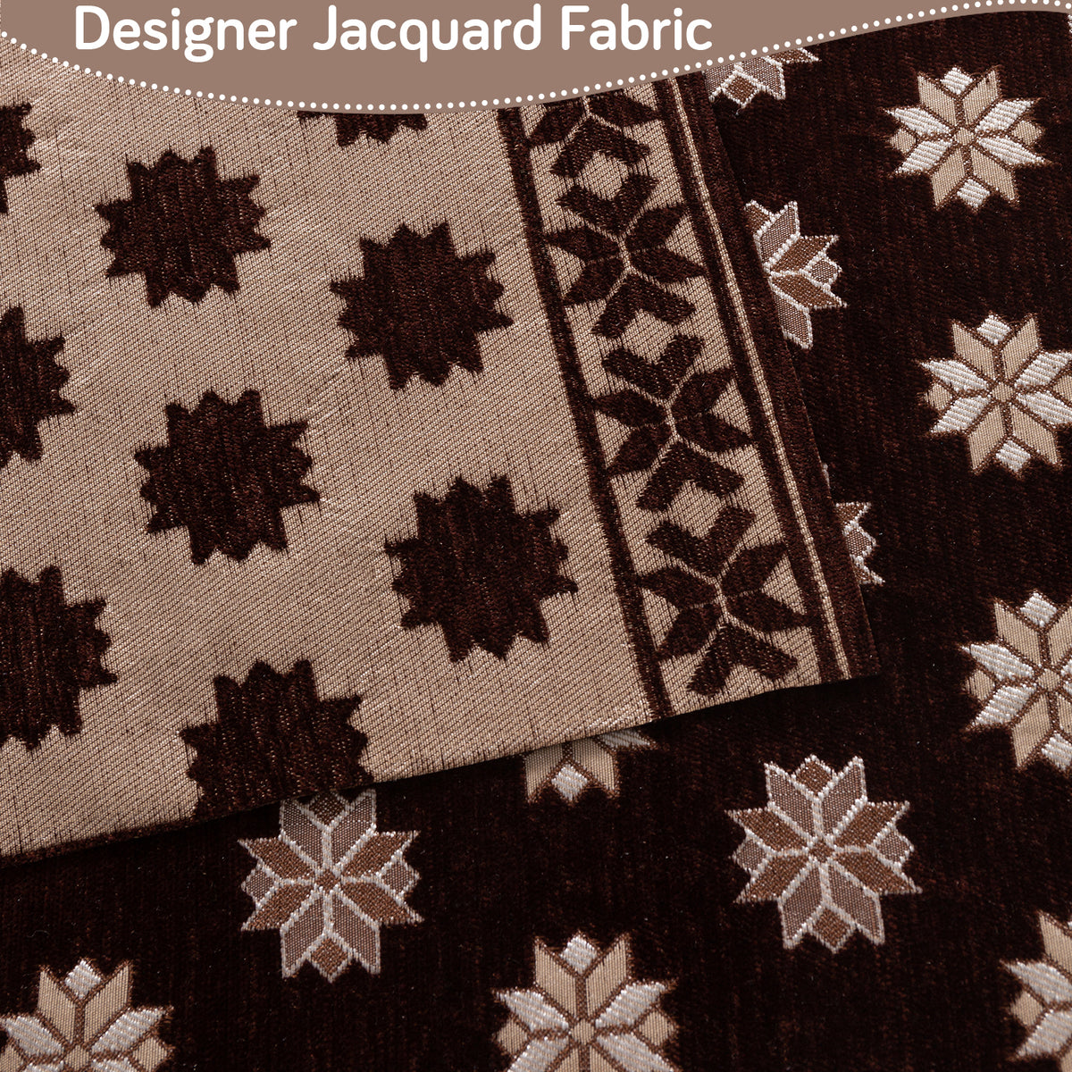 Heritage Weave Premium Jacquard Sofa Cover Set with Tassels - Coffee Brown