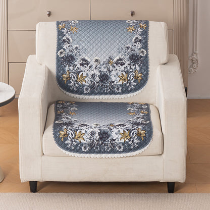 LoomVerse Quilted Sofa Cover Set Washable Sofa Panel for Seat & Back - Blue Belle