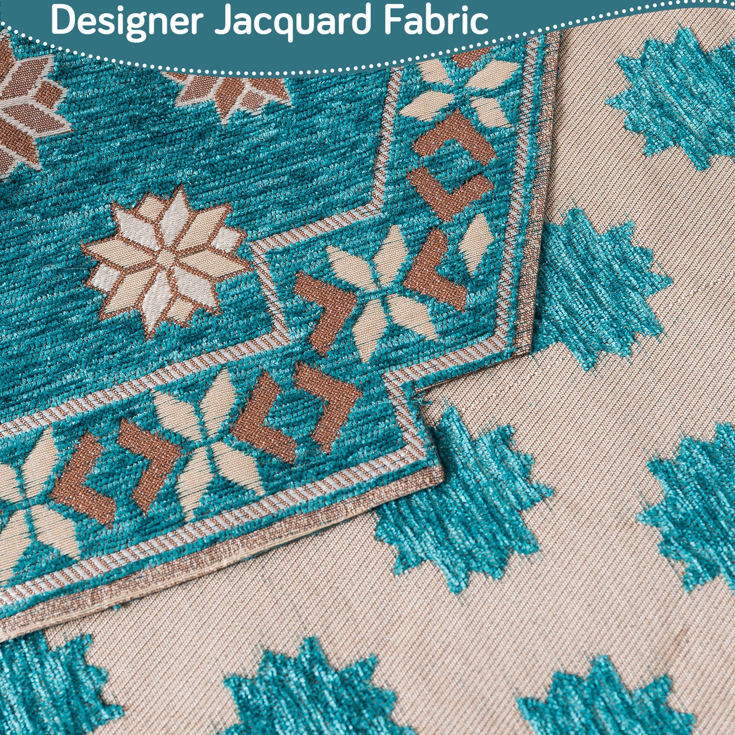 Heritage Weave Premium Jacquard Sofa Cover Set with Tassels - Emerald Teal