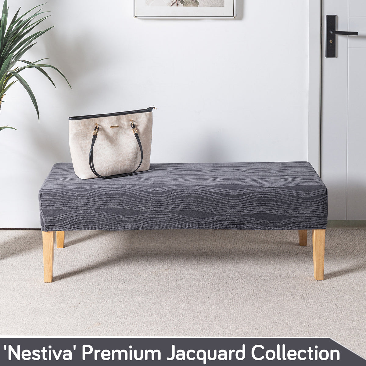 Nestiva Series 200gsm Knitting Jacquard Bench Cover - Porpoise Grey