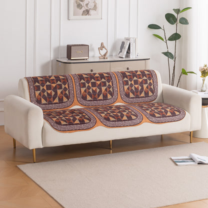 HeavenHue Fleece Soft Touch Quilted Sofa Cover Set Washable Sofa Panel for Seat & Back - Rustic Mosaic