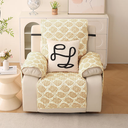 Quilted Printed Recliner Mats for 1 Seater Recliner Sofa, Ogee Ivory