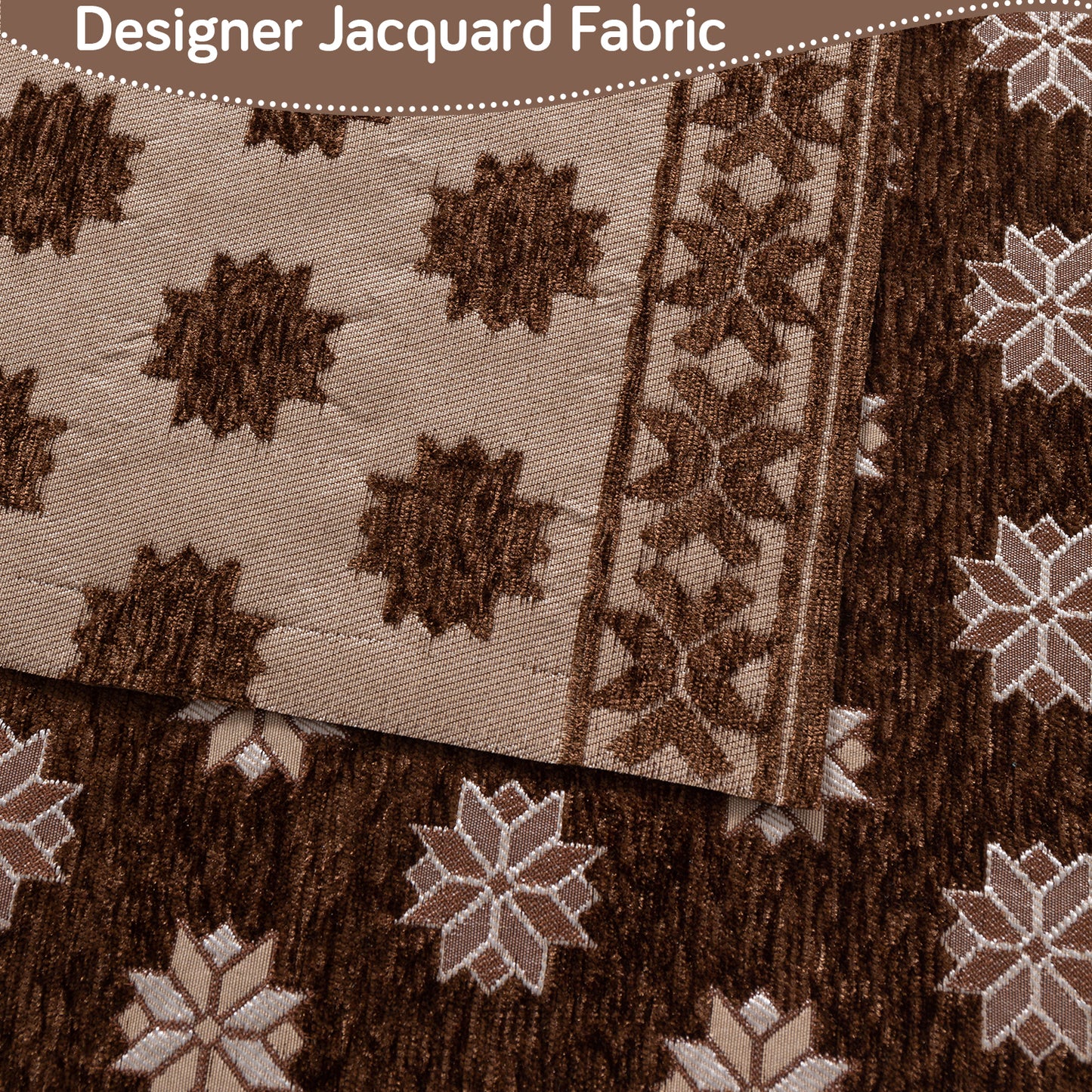 Heritage Weave Premium Jacquard Sofa Cover Set with Tassels - Russet Brown