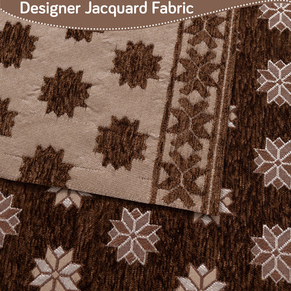 Heritage Weave Premium Jacquard Sofa Cover Set with Tassels - Russet Brown