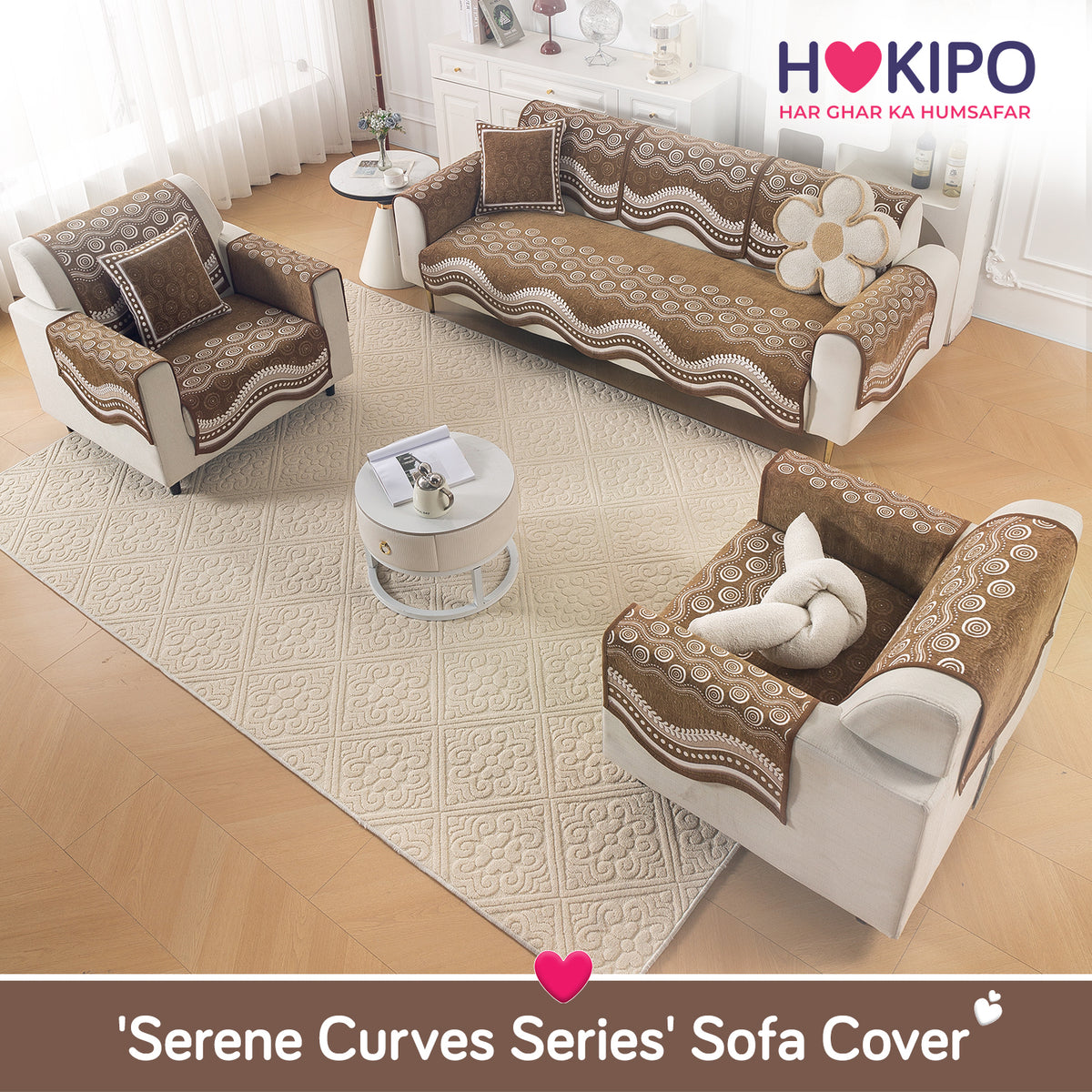 Serene Curves Sofa Cover Mat, Flowy Swirl
