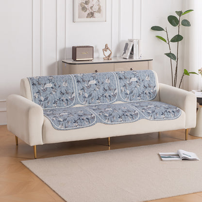 HeavenHue Fleece Soft Touch Quilted Sofa Cover Set Washable Sofa Panel for Seat & Back - Frosted Petals