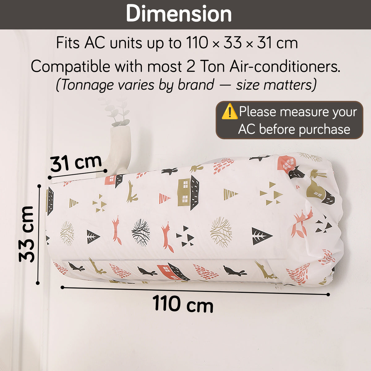 Dustproof, Waterproof & Washable Indoor AC Cover - Woodland Village