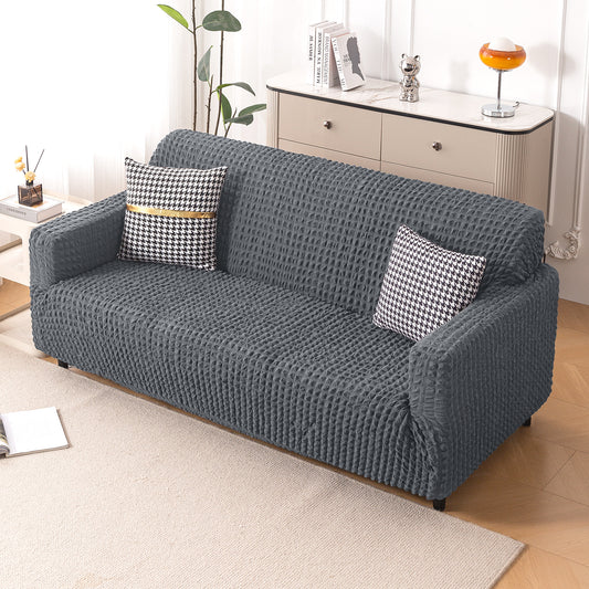 Aria Nova Elastic 280 GSM Stretchable Bubble Sofa Cover, Dark Grey