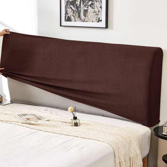 HOKIPO Jacquard Stretchable Bed Headboard Cover, Dark Brown