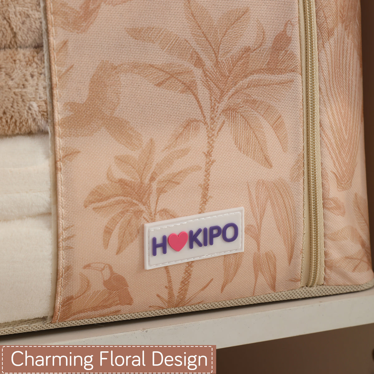 Foldable Cloth Storage Organizer for Wardrobe, Beige Botanica