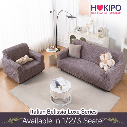 Italian Belissia Luxe Series' Super Stretchable Microfiber 1/2/3 Seater Sofa Cover, Plum Brown