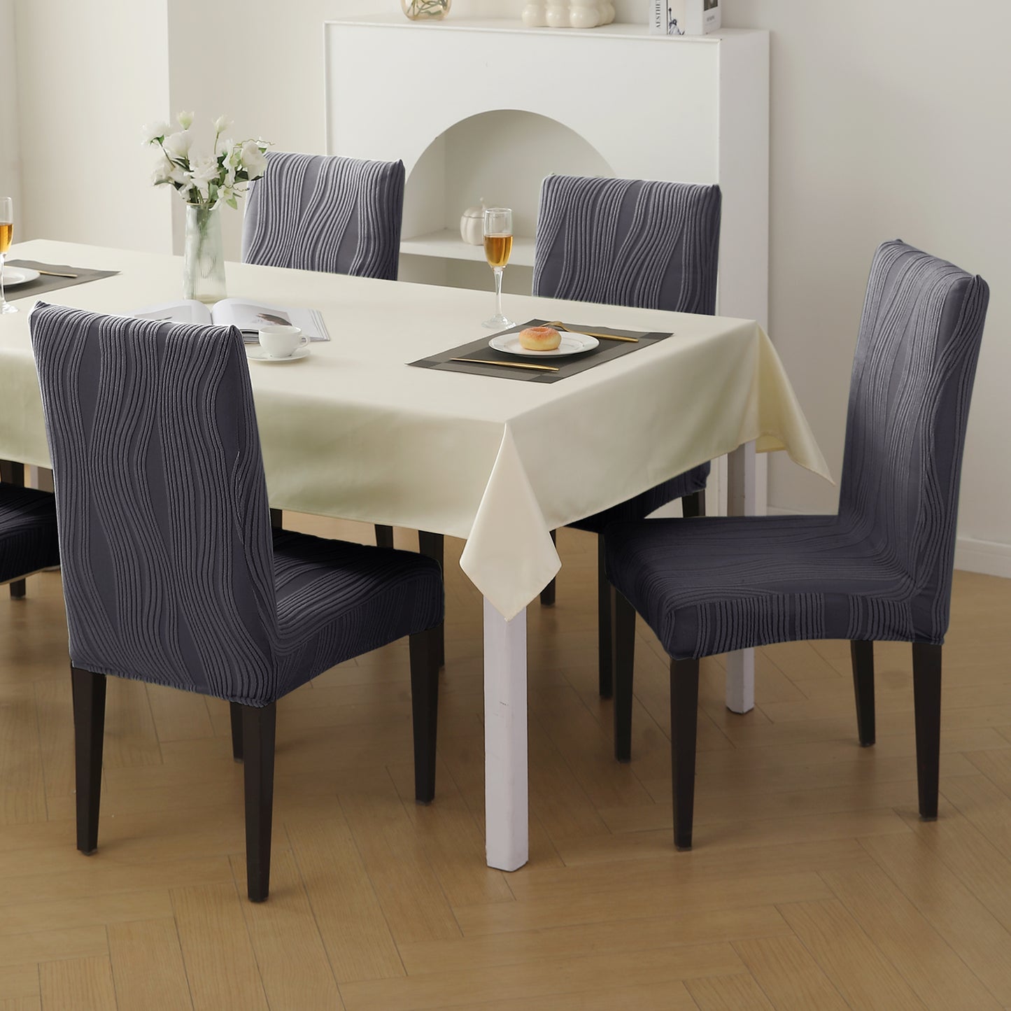 Nestiva Series Stretchable Knitting Jacquard Chair Cover - Porpoise Grey