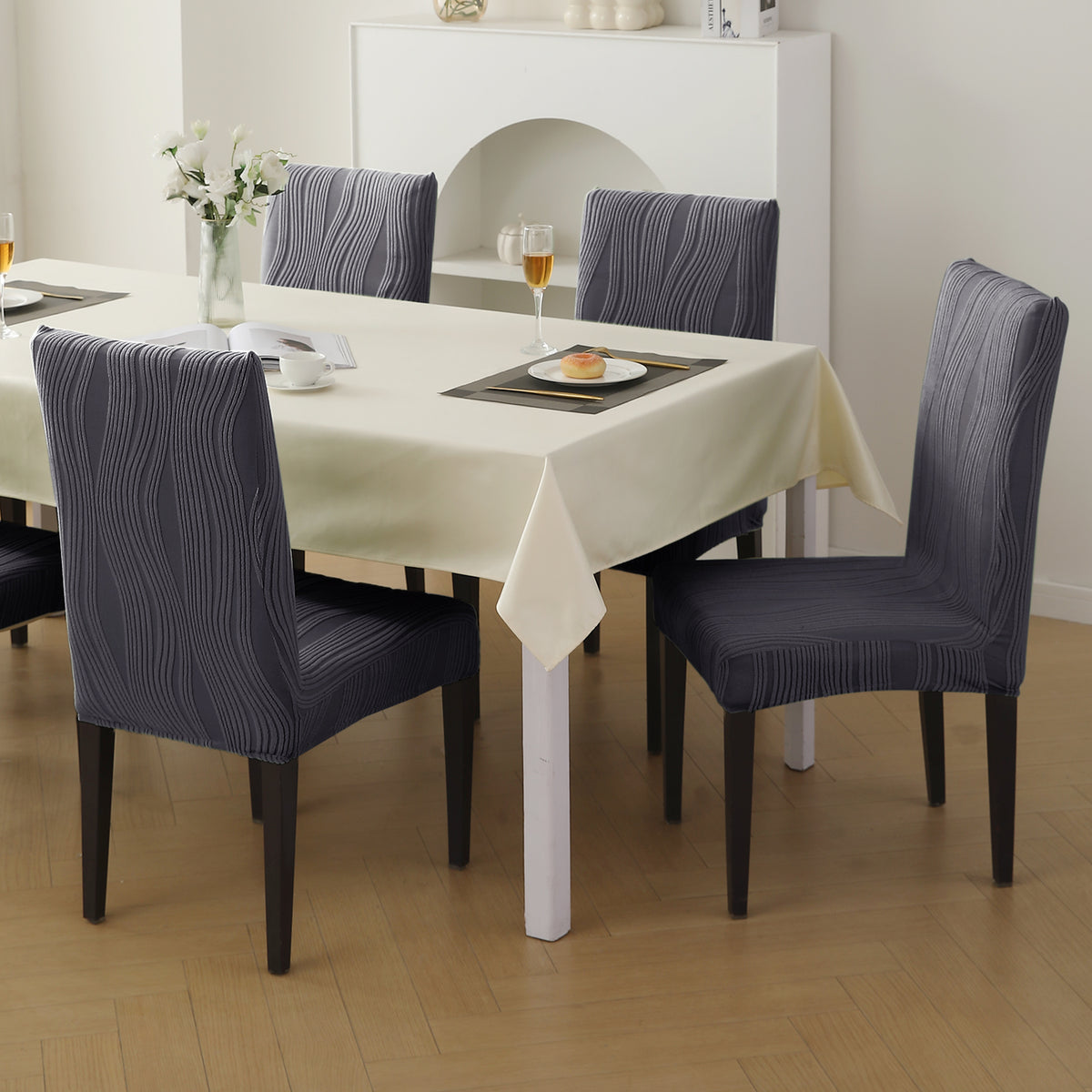 Nestiva Series Stretchable Knitting Jacquard Chair Cover - Porpoise Grey