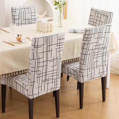 'Crossline Series' 180 GSM Jacquard Chair Cover Set 1/2/4/6, Dark Grey