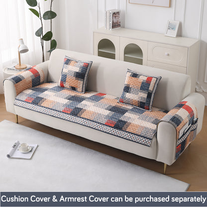LiefNest Holland Velvet Sofa Cover Mat with Foam Filling -  Urban Grid Multicolor