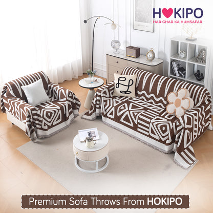 Urban Tribe Premium Chenille Fabric Sofa Cover Throw, Chocolate Brown