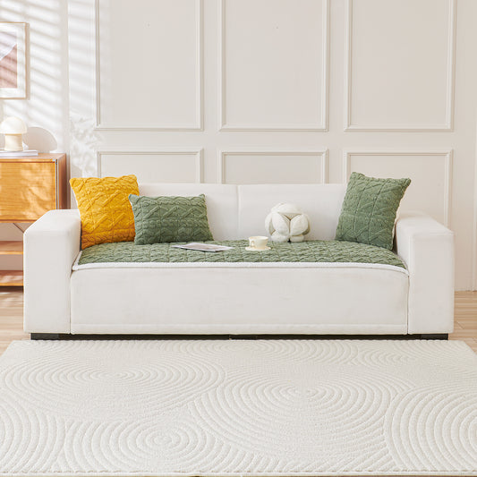 'Italian Caelora' Luxury Jacquard Plush Sofa Cover Mat and Anti-Slip Armrest Covers - Sage Green