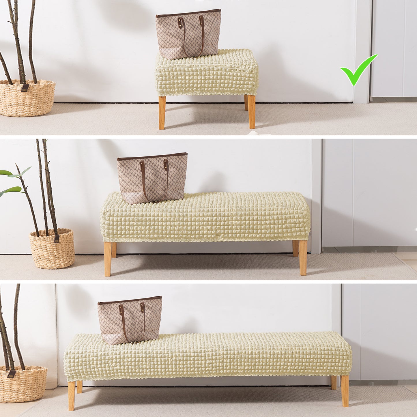 Aria Nova 280 GSM Bubble Stretchable Foot Rest Stool Cover, Beige