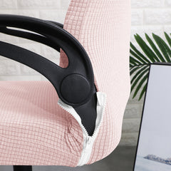 Stretchable Jacquard Office Boss Chair Seat Cover with Headrest Cover for Computer Desk Chair, Pink