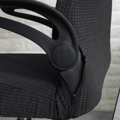 Stretchable Jacquard  Office Boss Chair Seat Chair Cover with Headrest Cover for Computer Desk Chair, Black