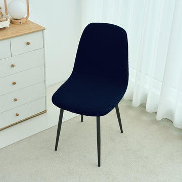 Premium Jacquard Fully Covered Cover for Mid Century Modern Dining Chair, Navy Blue