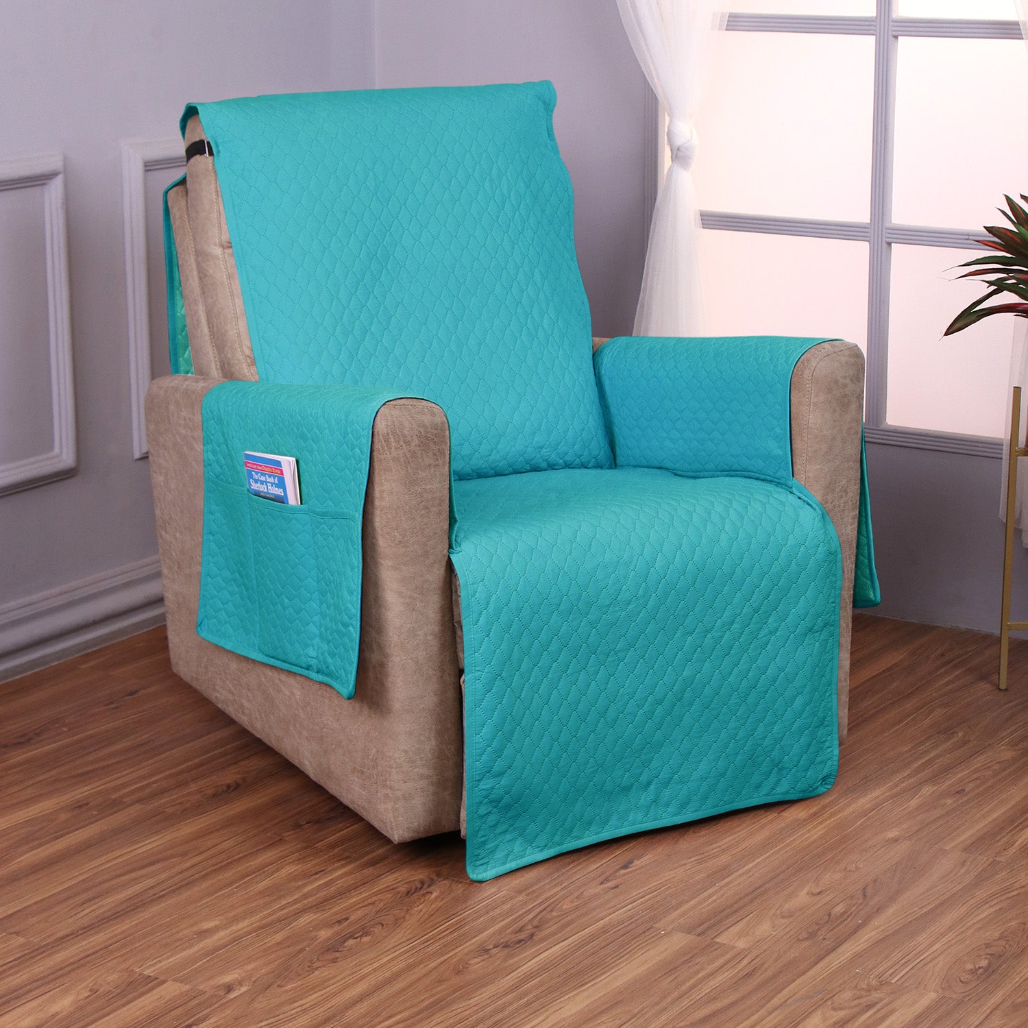 Quilted Recliner Mats for 1 Seater Recliner Sofa, Teal