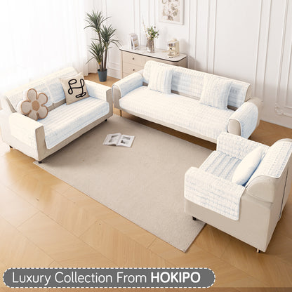 Premium Plush Anti Slip Sofa Cover Mat, White