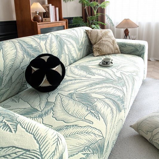 Buy Dual Tone Knitting Jacquard Sofa Cover 1/2/3 Seater Fully Covered - Creamish Pale Green