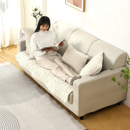 Premium Pebble Milk Velvet Anti Slip Sofa Mats, Bliss White