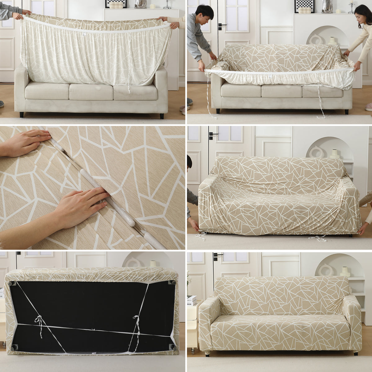 guide on how to put an stretchable sofa cover
