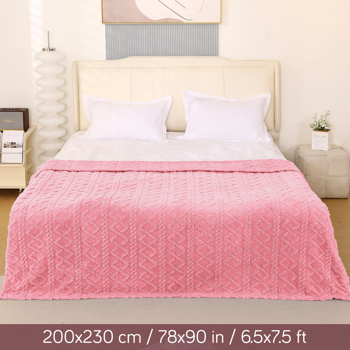 Buy Baby Pink Colour Throw Blanket - Double Bed | HOKIPO