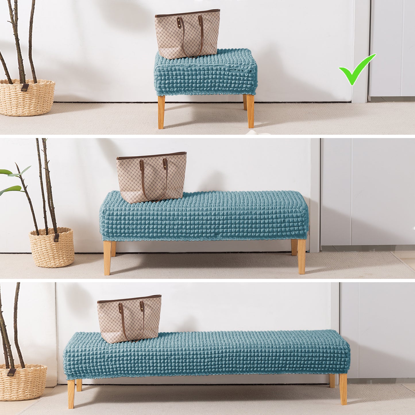 Aria Nova 280 GSM Bubble Stretchable Foot Rest Stool Cover, Tropical Teal