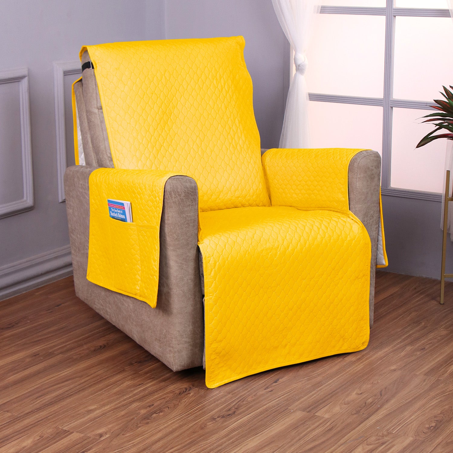 Quilted Recliner Mats for 1 Seater Recliner Sofa, Yellow