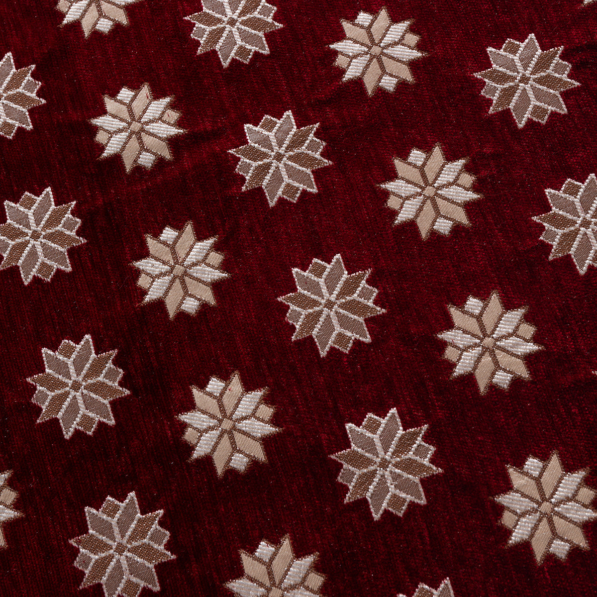 Heritage Weave Premium Jacquard Sofa Cover Set with Tassels -  Crimson Red